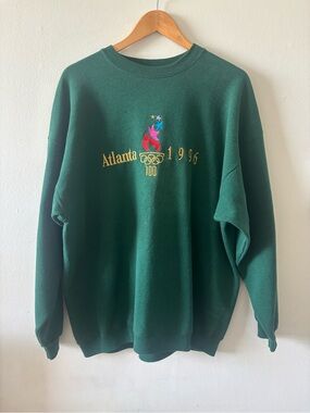 VTG 1996 Hanes Atlanta Olympics Embroidered Green Crewneck XL